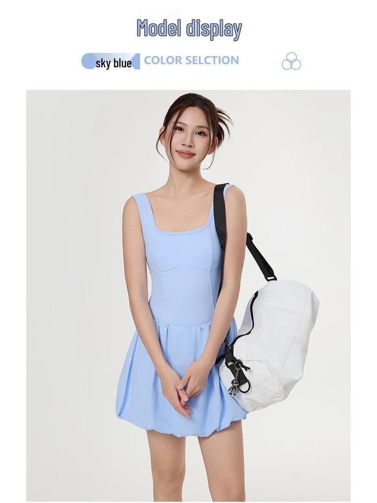 Women's Quick-Dry Backless Sports Dress: Dance, Running, Fitness, Anti-Exposure Tennis Skirt
