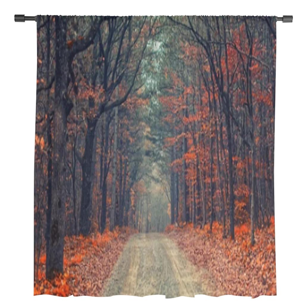 Misty Autumn Forest Sheer Curtains Bedroom Voile Curtain Living Room Window Sheer Curtains Kitchen Tulle Drapes