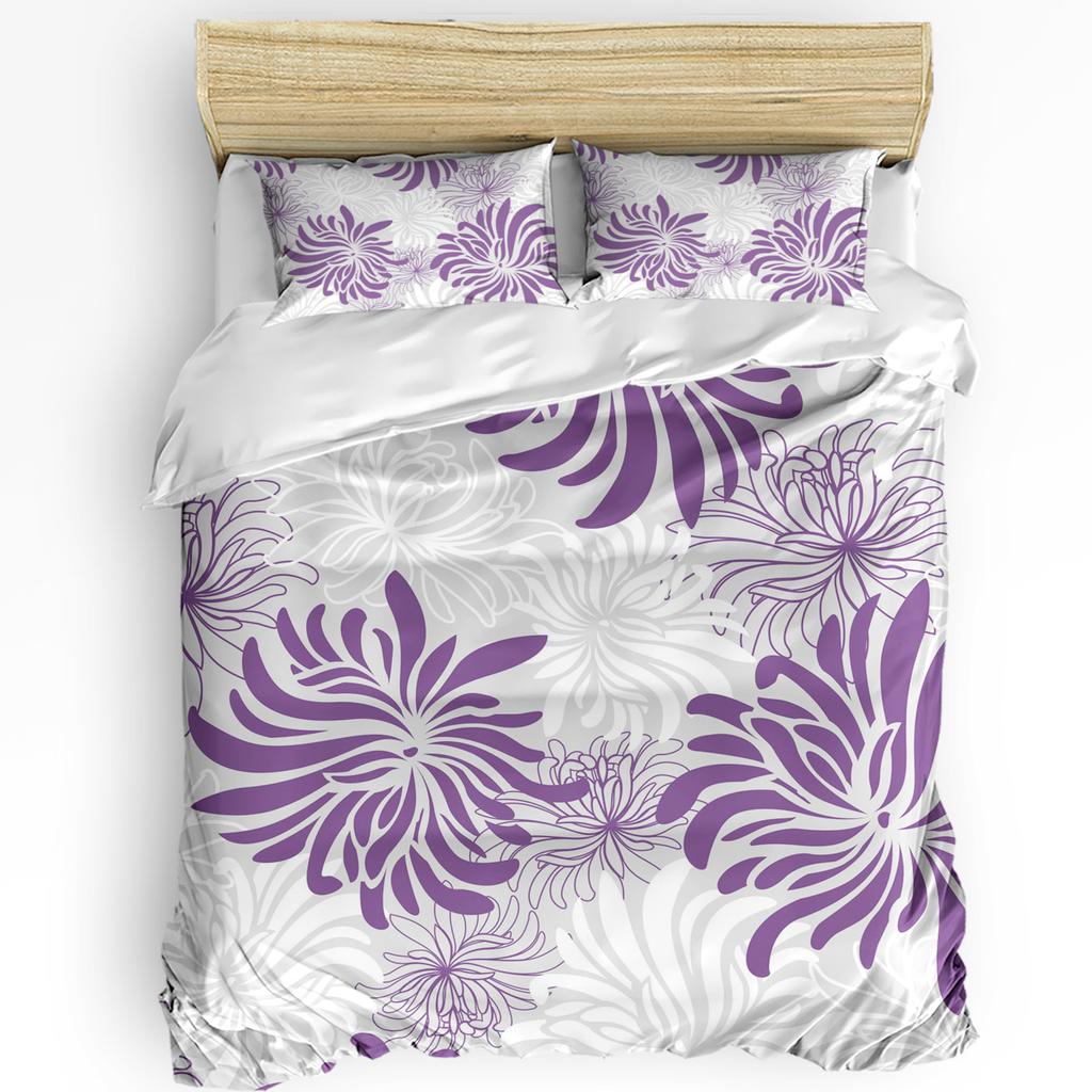 Red Black White Flower Chrysanthemum Duvet Cover With Pillow Case Custom 3pcs Bedding Set Quilt Cover Double Bed Home Textile