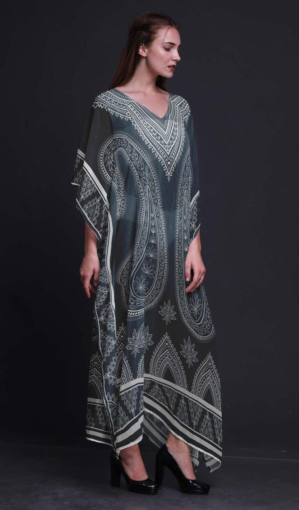 Phagun Floral & Paisley Beach Kaftan Bikini Cover Up Womena    S Maxi Dress Long