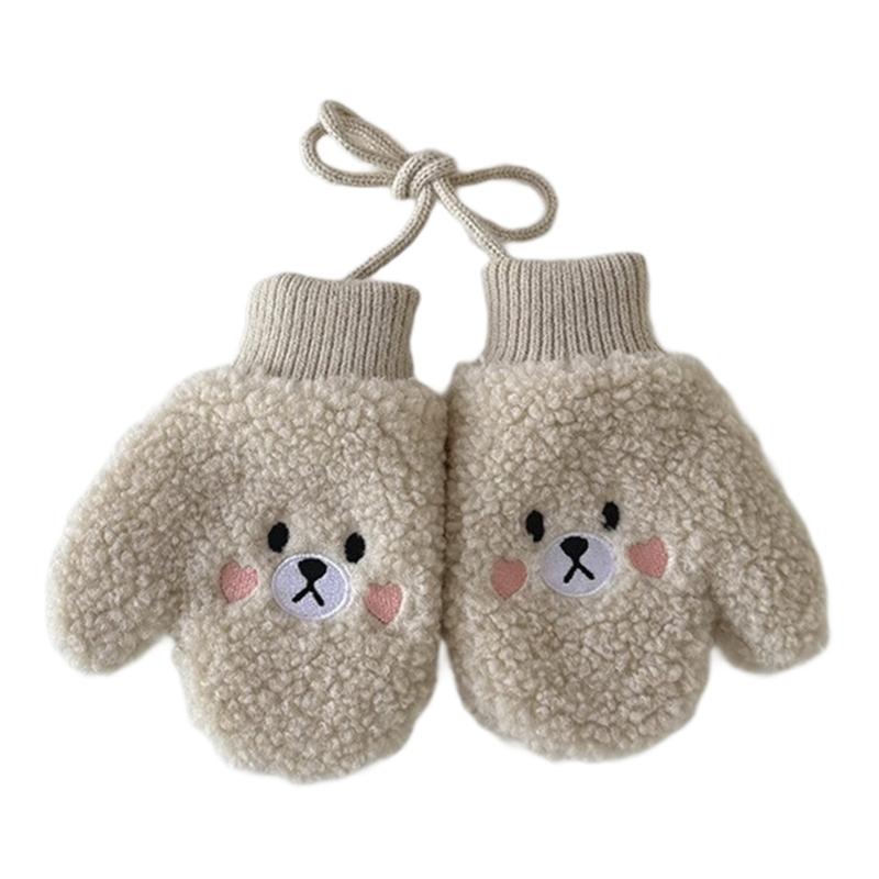 Cosy Infant Fleece Lined Hand Mittens Attached Neck Rope For 1-4 Year Old Children Soft Winter Accessories Unisex