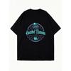 Black Oversized T Shirt With Haunted Mansion Graphic And Text For Casual Wear