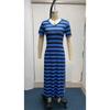 Women's Dress Short-sleeved V-neck Loose Striped Print Slit Long Dress
