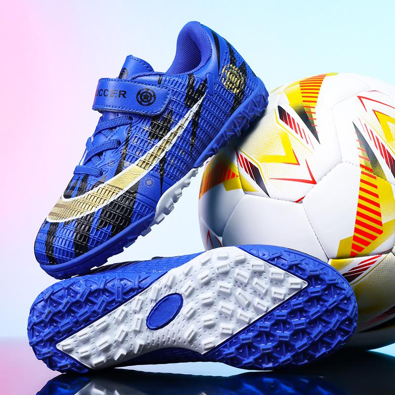 Velcro Lace-Free Soccer Shoes for Kids: Boys & Girls Training TF Studs