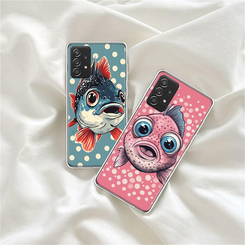 Pop Art Drawing Ideas Fish Phone Case for Samsung A54 A57 A37 A17 A14 A15 A12 A24 A34 A55 A35 A25 A52S A07 A05S A04S A22 A32 A72