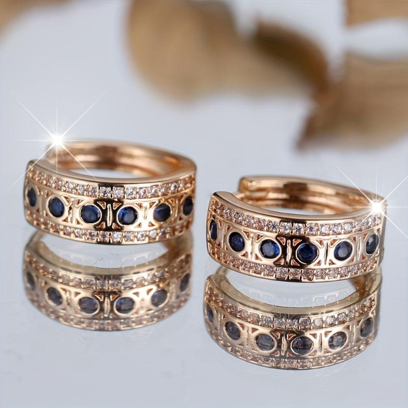 Süße Leichte Luxus Damen Blaue Zirkonia Ohrringe Damen Klassischer Jahrestag Schmuck Geschenk Hochzeits Schmuck