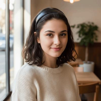 Korean Style Women Hair Hoop Non-Slip Wide Edge Hairband Exquisite Leather Headband  Daily