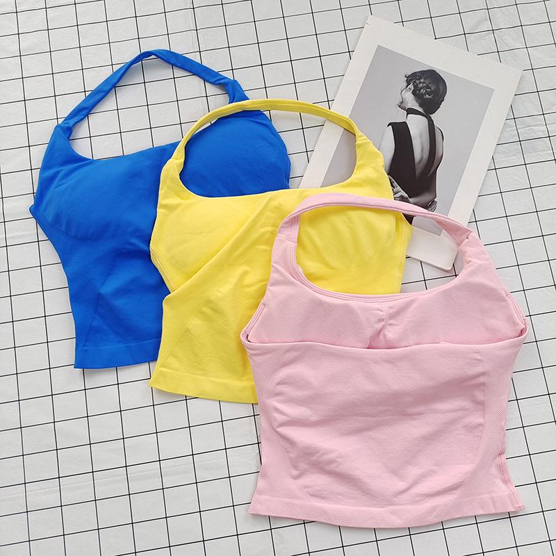 Women's Square Neck Deep Open Back Halter Bralette - Thick Straps, Slim-Fit, Removable Pads, Outerwear-Friendly