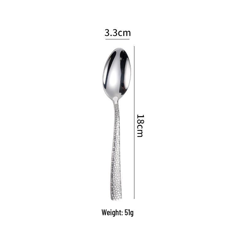 High-End 304 Stainless Steel Hammered Knife, Fork, and Spoon Set - Perfect for Steak, Restaurant, or Home Use