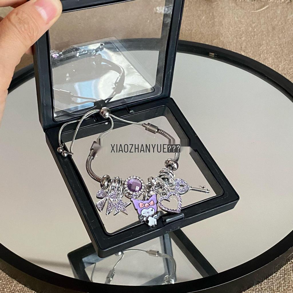 Brățară de lux pentru femei, ajustabilă, din oțel inoxidabil, cu desen animat Kuromi