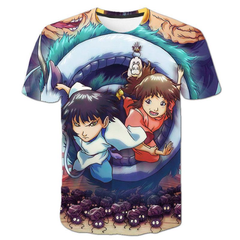 Anime studio ghibli Spirited Away 3D drukowane dzieci T Shirt Totoro Harajuku koszulka z krótkim rękawkiem letnia ulica luźna koszulka