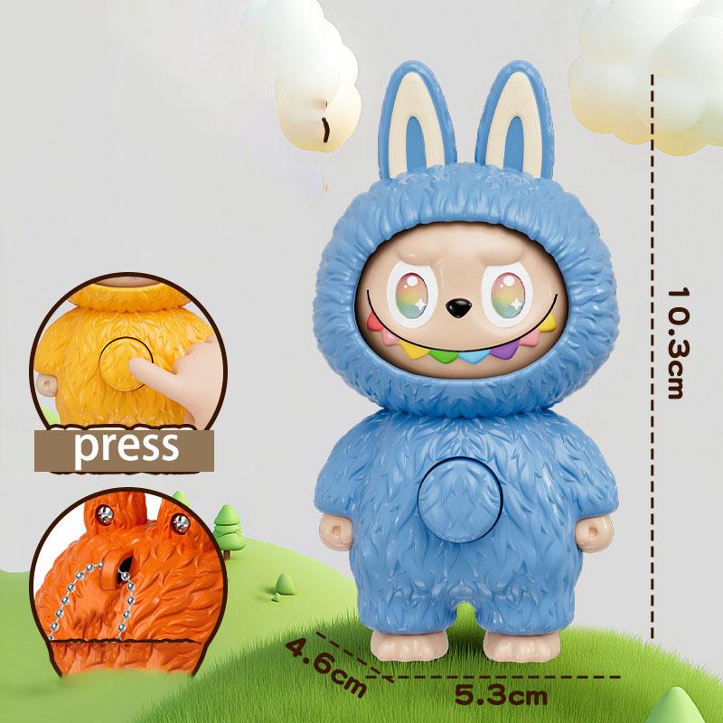 1 шт. Игрушка Лабубу с меняющимся лицом Нажми Кукла с меняющимся лицом Мультяшная Креативная Декомпрессионная Модная Игрушка Фигурка синий