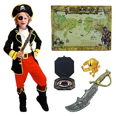 Formemory Pirate Cosplay Costume for Kids, Caribbean Pirate Halloween Costume Set, Pirates of the Caribbean Party Halloween Costume (XL)