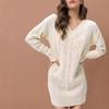 2025 Autumn/Winter Women's Mid-Length V-Neck Cable Knit Dress