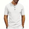 Men’s Short Sleeve Henley Shirt Casual Button Down Linen T Shirt Lightweight Breathable Summer Top for Everyday Wear