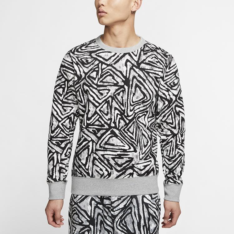 Nike SB Print Skateboard Crew Neck Sweatshirt Men Tops Dark-Hemp-Grey BV8349-010