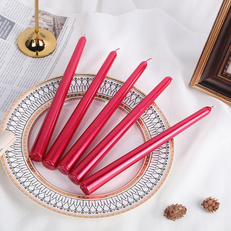 European Classic Electroplated Tapered Long Rod Candle Romantic Wedding Candlelight Dinner Odorless Color Rod Wax