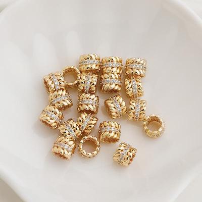 14K Gold-Filled Zircon Wheat Ear Spacer Beads for DIY Jewelry