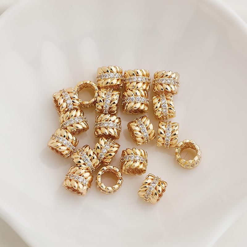 14K Gold-Filled Zircon Wheat Ear Spacer Beads for DIY Jewelry