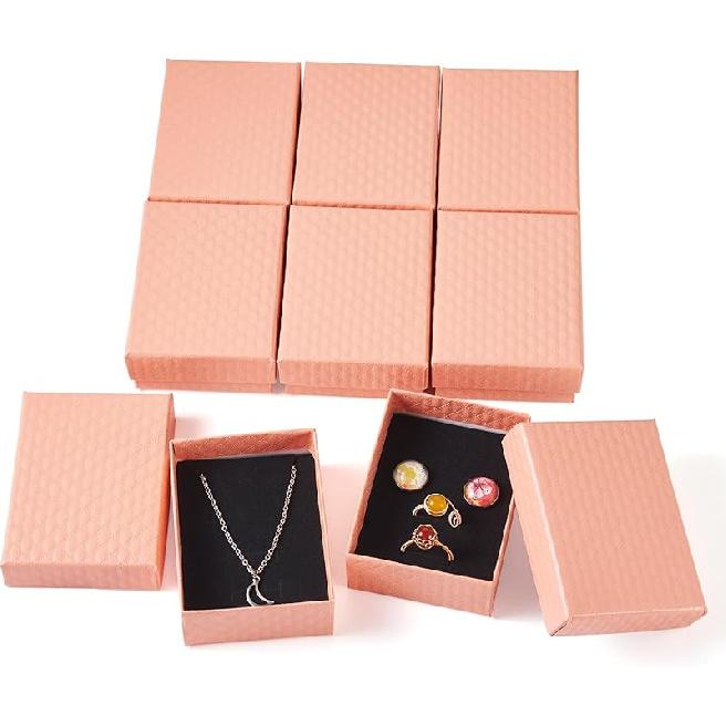 Cheriswelry 12 szt. Papierowe pudełko na prezent Boże Narodzenie Święto Dziękczynienia Urodziny Zaręczyny Pudełko na prezent Prostokątne etui na biżuterię 3,54"x2,76" na naszyjnik bransoletkę