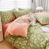 Washed Cotton and Linen Four-piece Set, Double-layer Yarn Quilt Cover, Bed Sheet, Dormitory Three-piece Set, Bedding