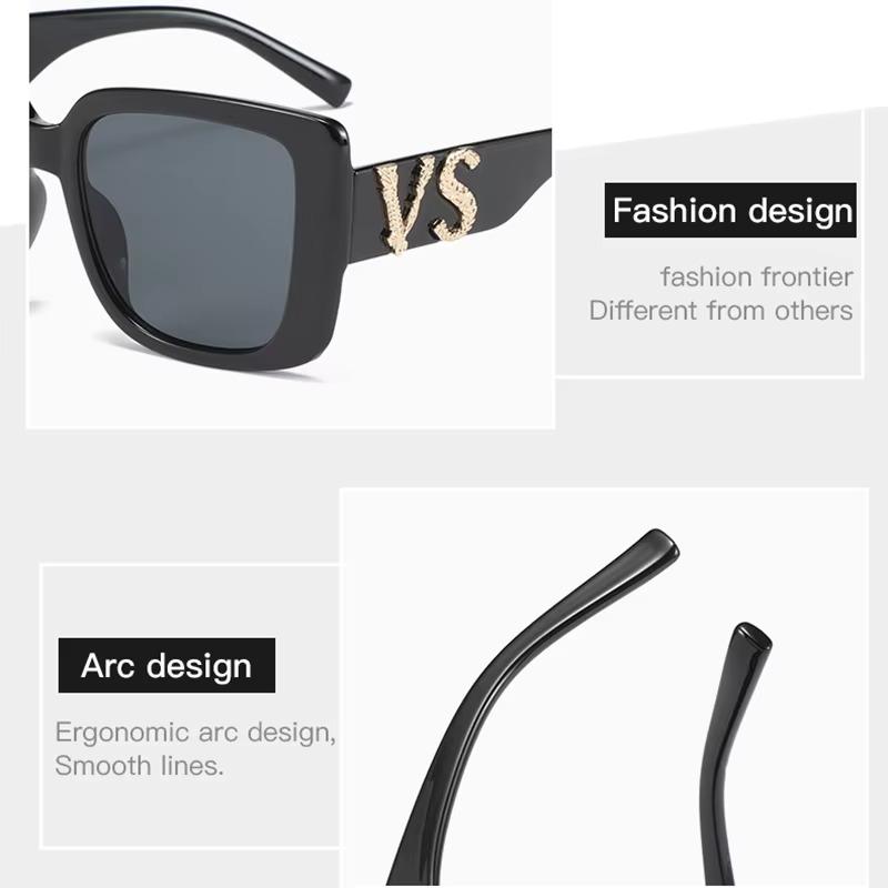 Letters VS Big Square Frame Sunglasses For Men Women Brand Design Luxury Driving Sun Glasses Fashion Vintage Male Female Eyewear