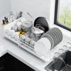 Yousheng Extendable Dish Drying Rack Dish Organizer with Drainage Multifunctional Dish Rack with Cutlery And Cup Holders for Kitchen Countertop