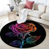 Rainbow Rose Round Area Rug,Carpet Rug for Living Room Bedroom Sofa Playroom Decor,Non-slip Floor Mat