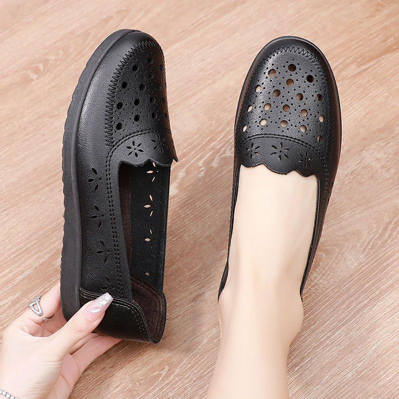 New Hollow Women's Casual Shoes Flat Bottom Lightweight Non Slip Women's Walking Shoes