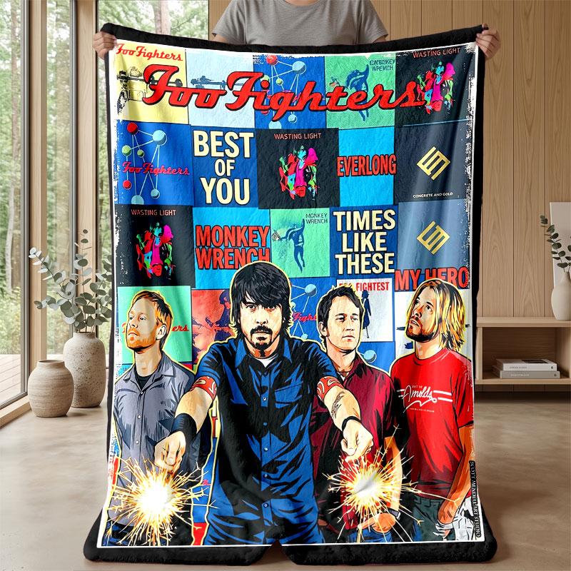 Soft Flannel Blanket Lightweight Cozy Bedroom Living Room CoverFoo Fighters
