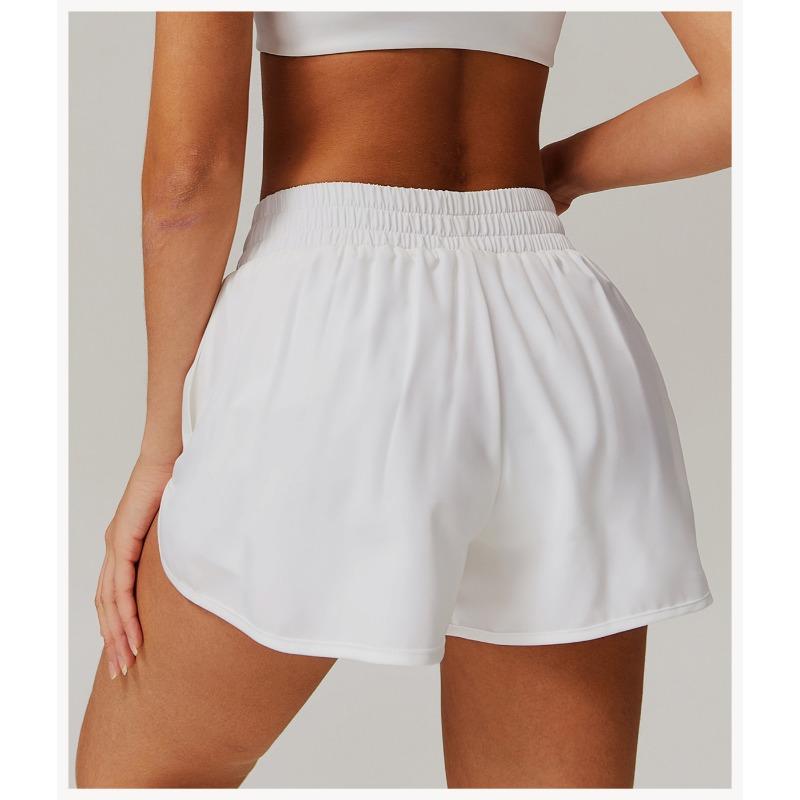 Women S Quick Dry Yoga Shorts Fake Two Piece Sports Shorts For Fitness