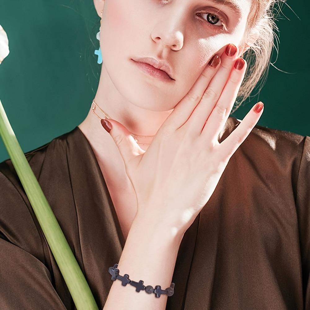 30/60/120ks Křížové korálky z kamenného materiálu, Černé Modré Náhodná barva Křížové kamenné korálky Náhrdelník Náramek Proces výroby šperků