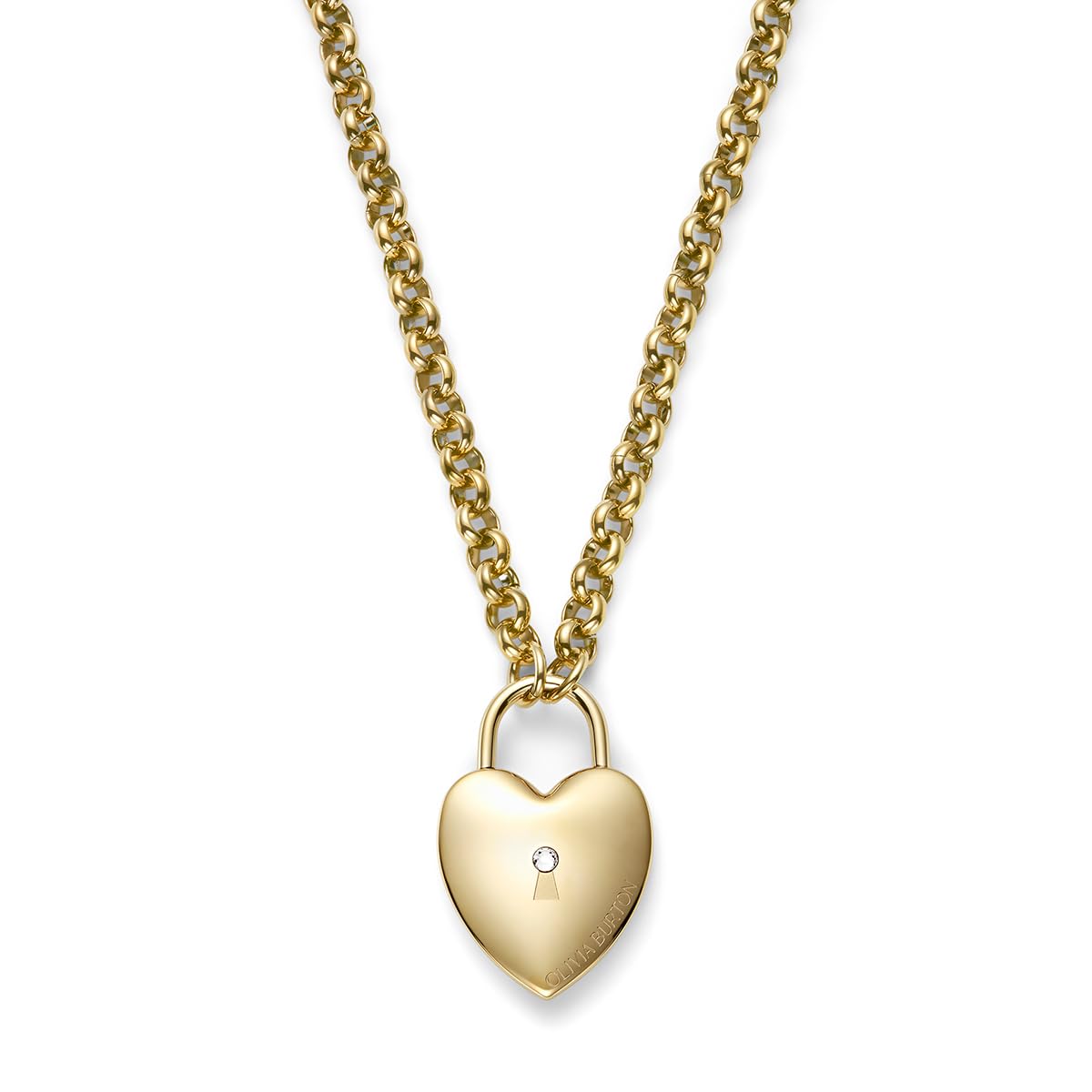[Olivia Burton] Authorized Dealer - Women s Pendant Necklace 24100262 Classic Lock Heart Gold Pendant Necklace