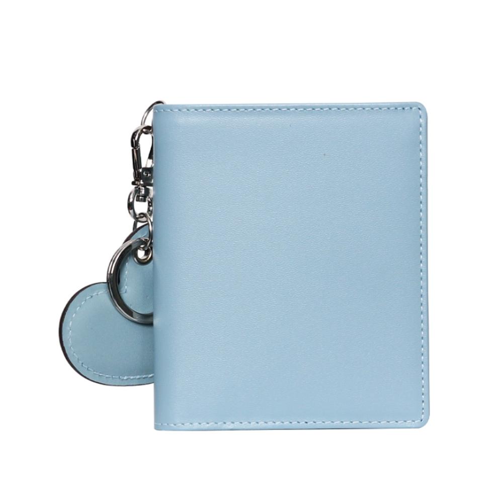 Matt Mini Cowhide Combination Keyring Wallet Sky Blue + Cream