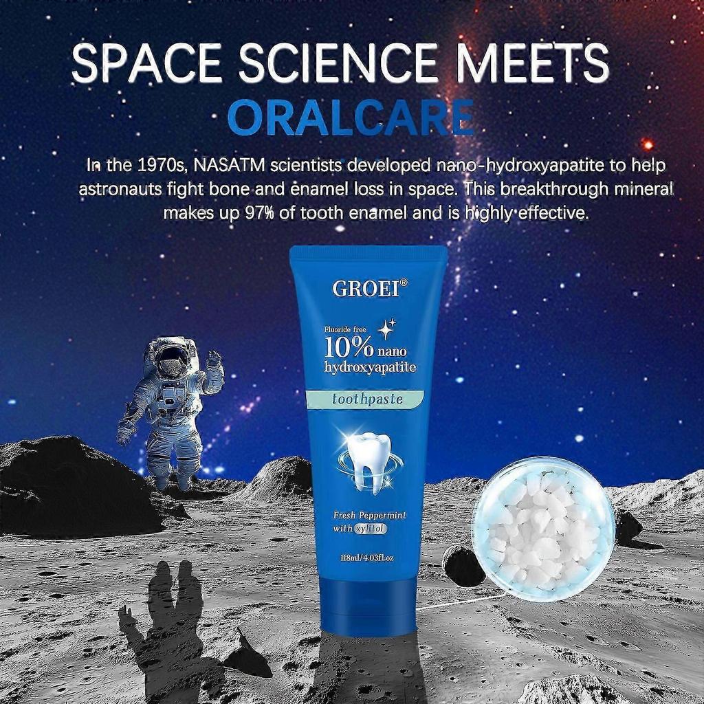10% Nano Hydroxyapatite Toothpaste (Fluoride Free), Whitening, Remineralizing, Natural, Sensitive Teeth, Xylitol Nano-Hydroxyapatite Toothpaste, Mint