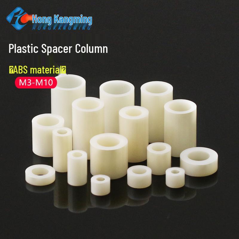 ABS Insulating Hollow Washer Spacer - White, Flat, Sleeve Style, Sizes: M3 to M10