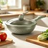 Wok with Glass Lid Nonstick Pan Stir Fry for Induction Cooktop,