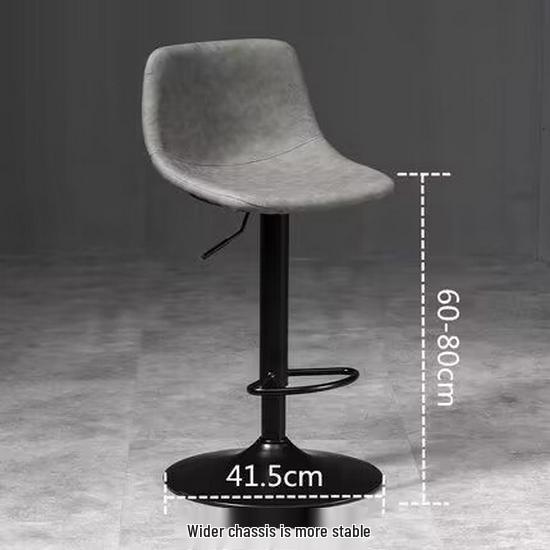 Modern Minimalist Luxury Swivel Bar Stool with Backrest and High Wrought Iron Legs