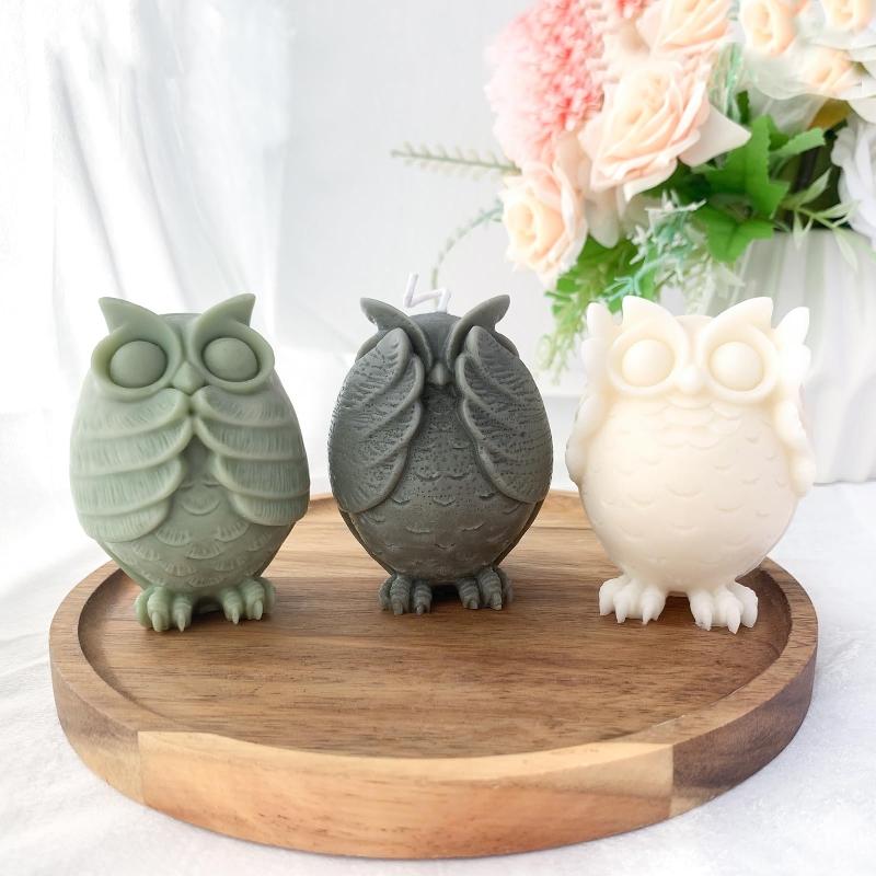 Owl Animal Silicone Candle Molds Epoxy Resin Wax Mold Silicone Animal Shapes Mold for Candle Craft Making Gift Decoration