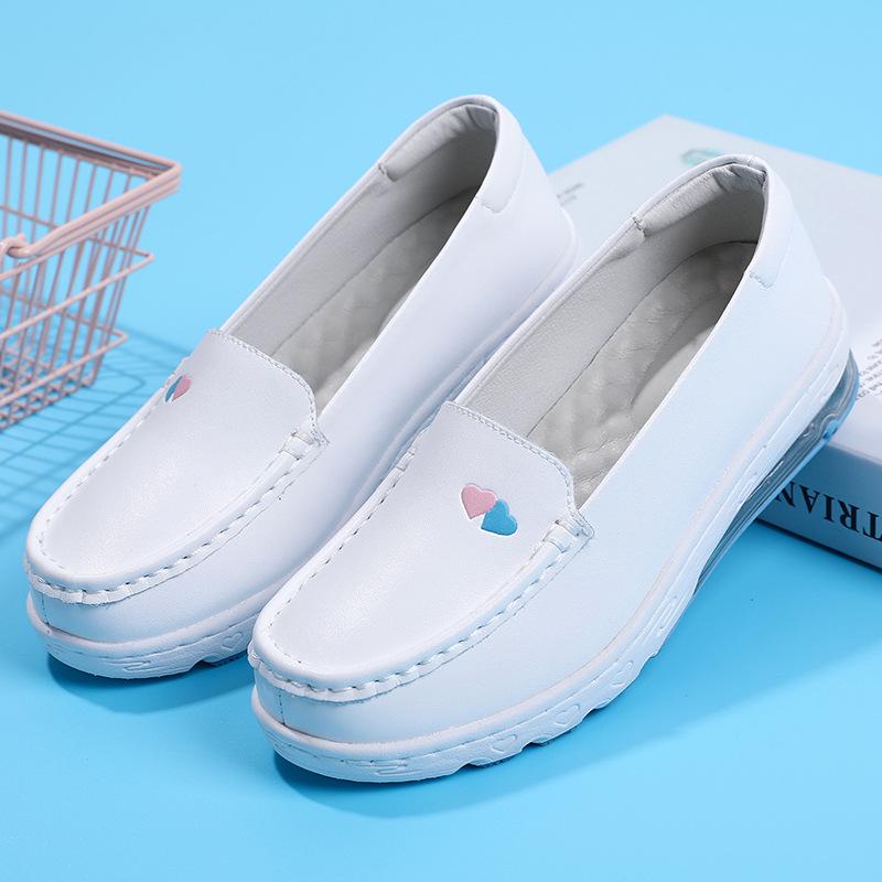 Women's Autumn Genuine Leather Non-Slip Nurse Shoes - Soft Sole & Breathable for Medical Work