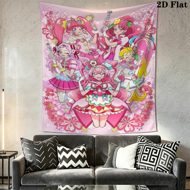 Pretty Cure Wall Tapestry Aesthetic Wall Hanging Printed Fabric Blanket Decorative Tapestries for Bedroom Living Room Home Decor