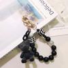 Lock Chain Line with Clip for Women's Crystal Round Bead Bracelet Pendant Mobile Phone Lanyard Wrist Rope Manual Bead Lanyard