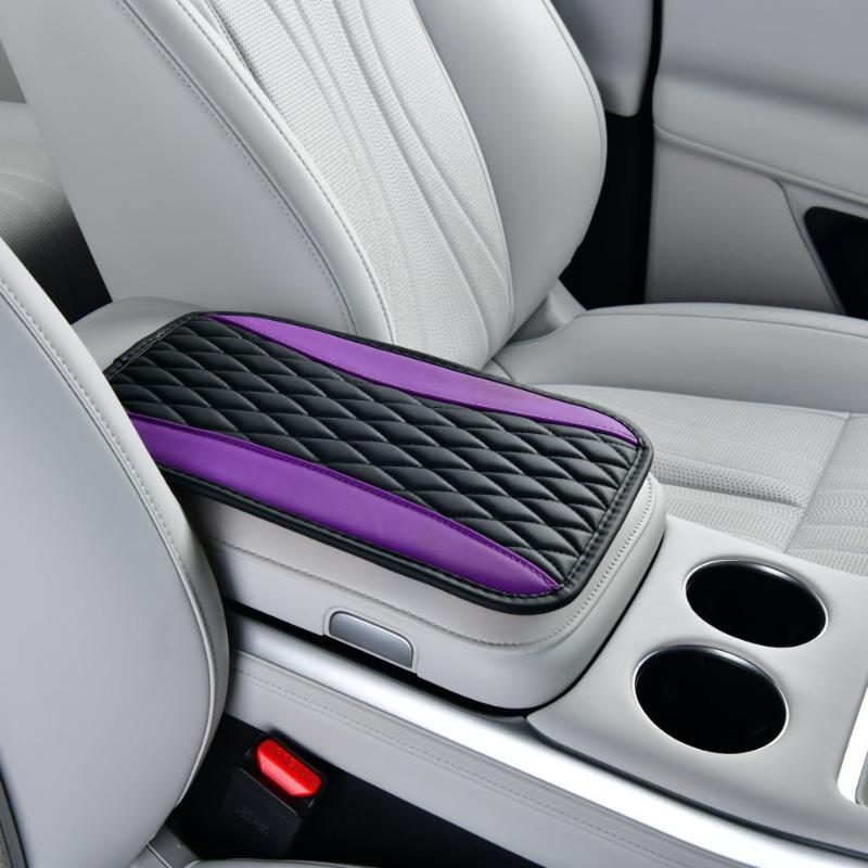 Multi-color Car Armrest Box Cover, Armrest Box Mat, High-quality Artificial PU Leather Two-color Splicing Quilted Design