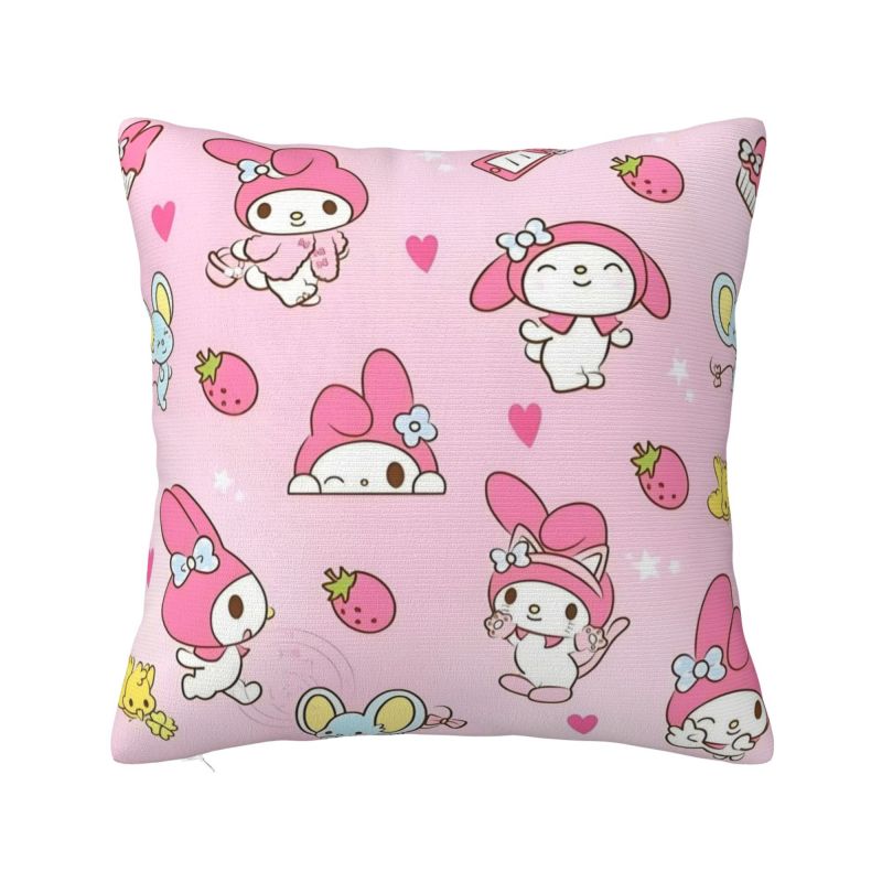 Custom Luxury Sanrio My Melody Anime Cushion Cover for Sofa Polyester Cartoon Cute Throw Pillow Case Bedroom Decoration
