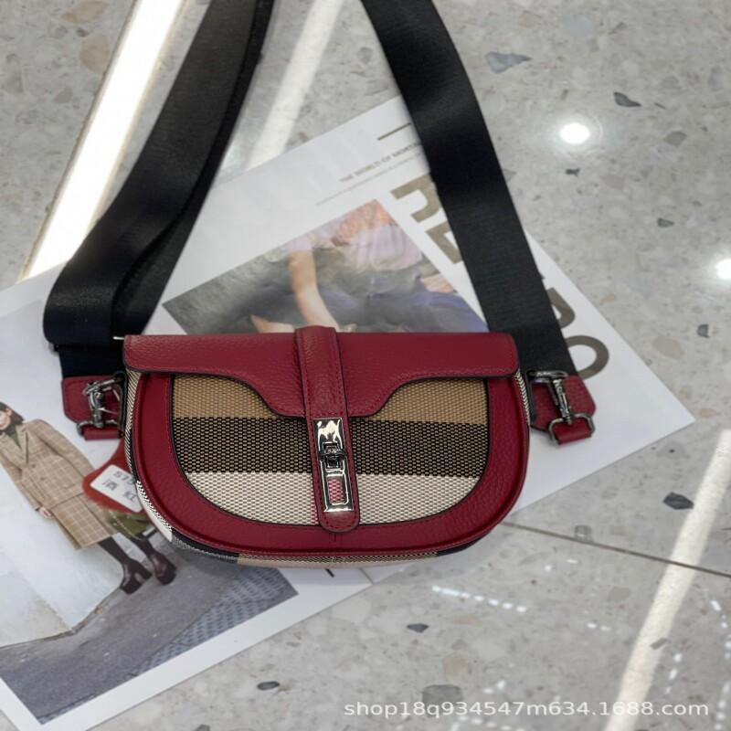 New Fashionable Saddle Bag Casual All Matching Crossbody Bag Plaid Wide Shoulder Strap High Quality Women's Shoulder Bags