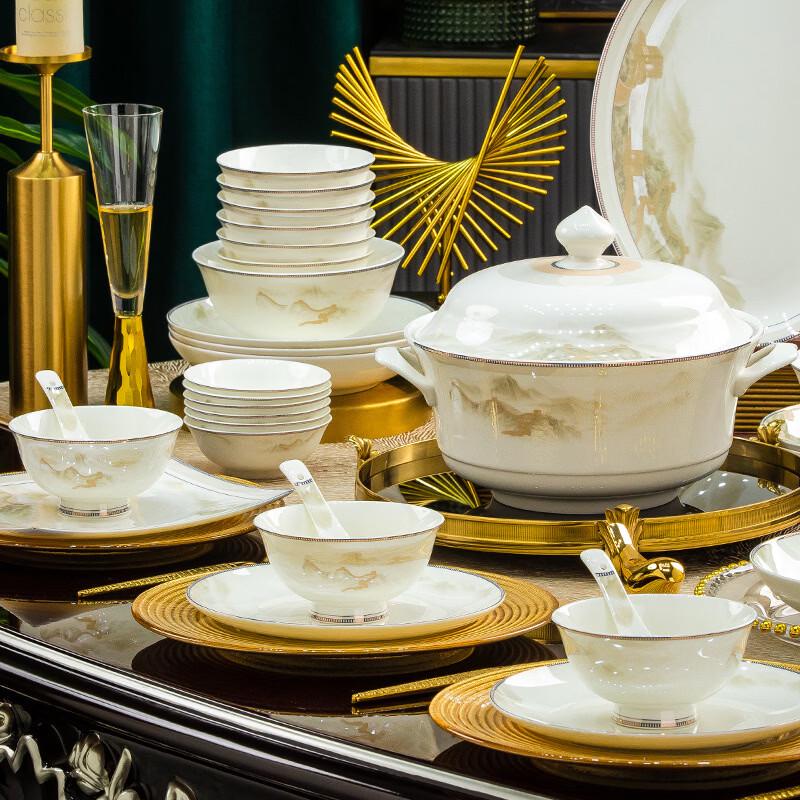 Chuyi Qi 56-Piece European Style Vintage Bone China Dinnerware Set