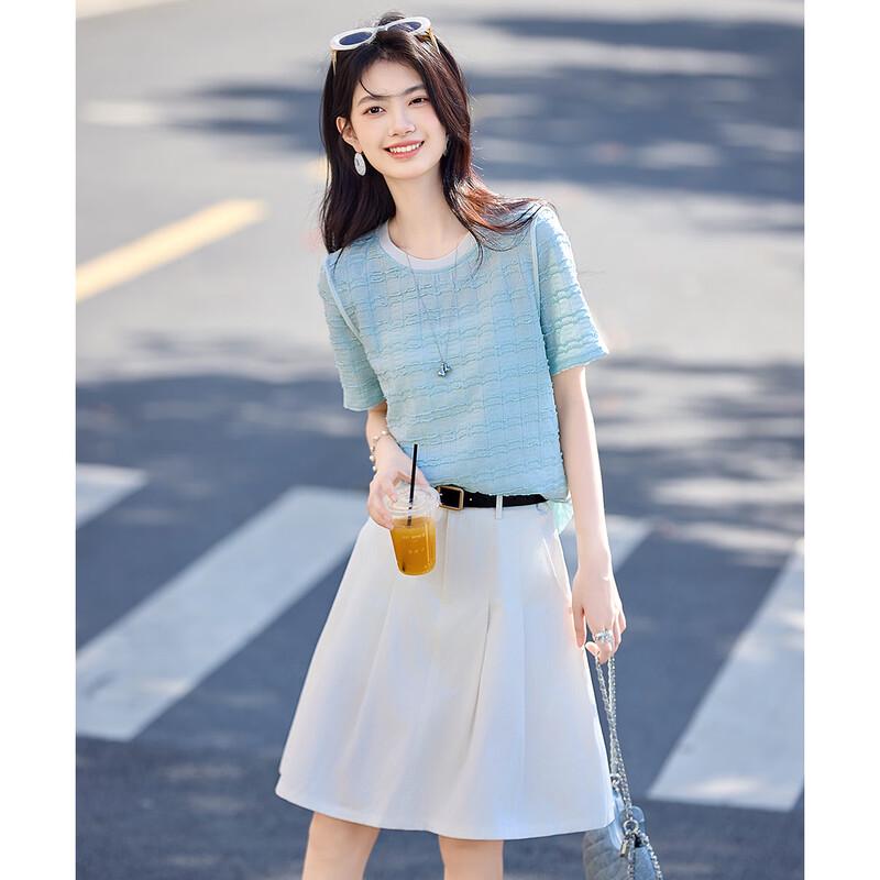 

Women s Textured Contrast Panel Short Sleeve T-Shirt L