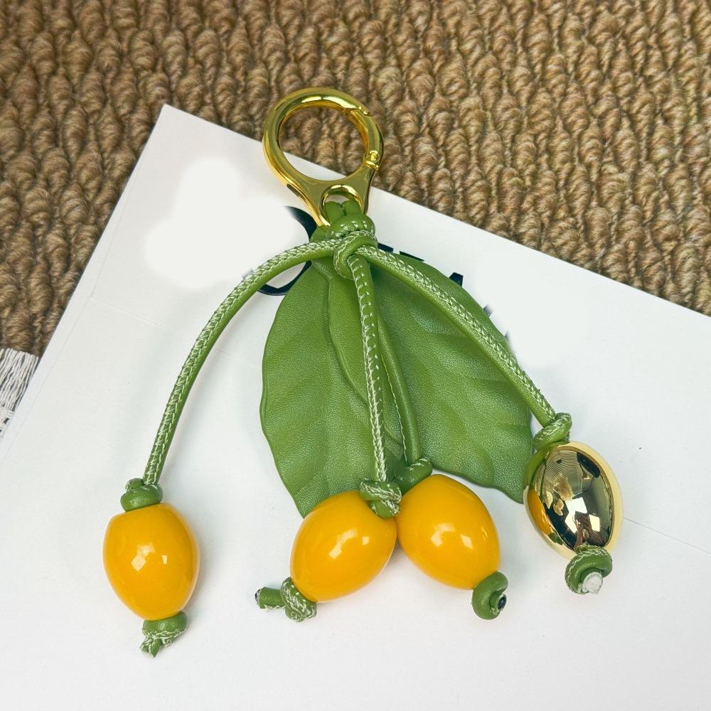 Elegant Cherry Keychain Pu Leather Bag Pendant Funny Fruit Bag Charm Key Ring