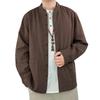 High End Linen Men's Cotton Linen Long Sleeved Shirt Ramie Casual Jacket Stand Up Collar Shirt