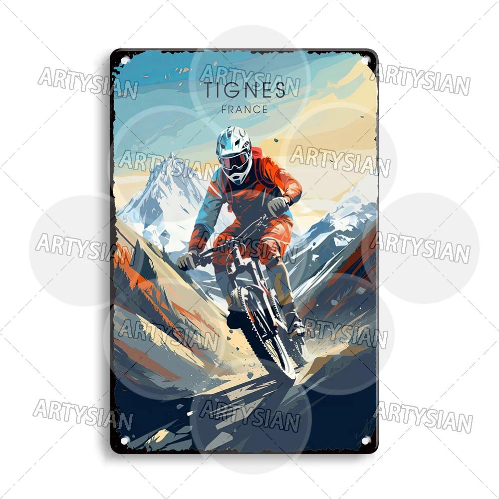 Vélo Tour De France Cycling Metal Sign Les Pyrénées Auvergne Les Vosges Col Du Galibier Col d'Aspin Tignes Col De La Bonette